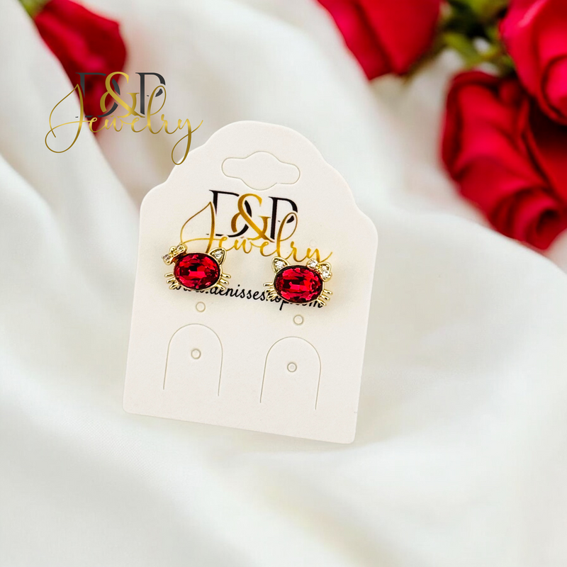 14K PINK KITTY STUD EARRING E876