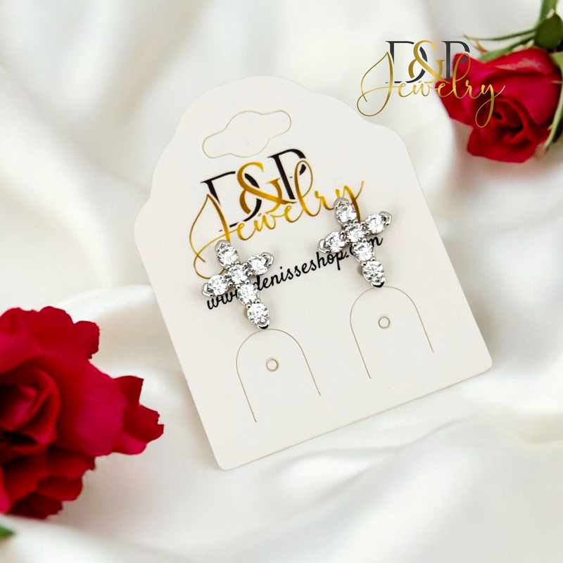 SILVER CROSS EARRING E866