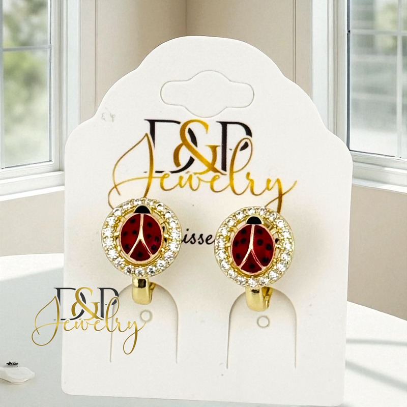 14K LADYBUG HUGGIE EARRING E939