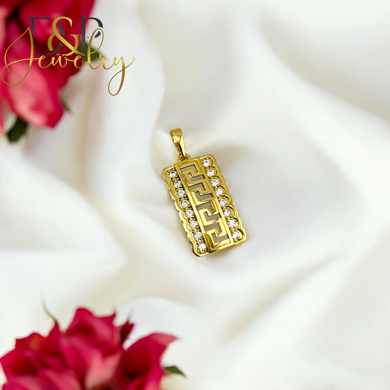 14K WHITE STONES PLATE PENDANT P728