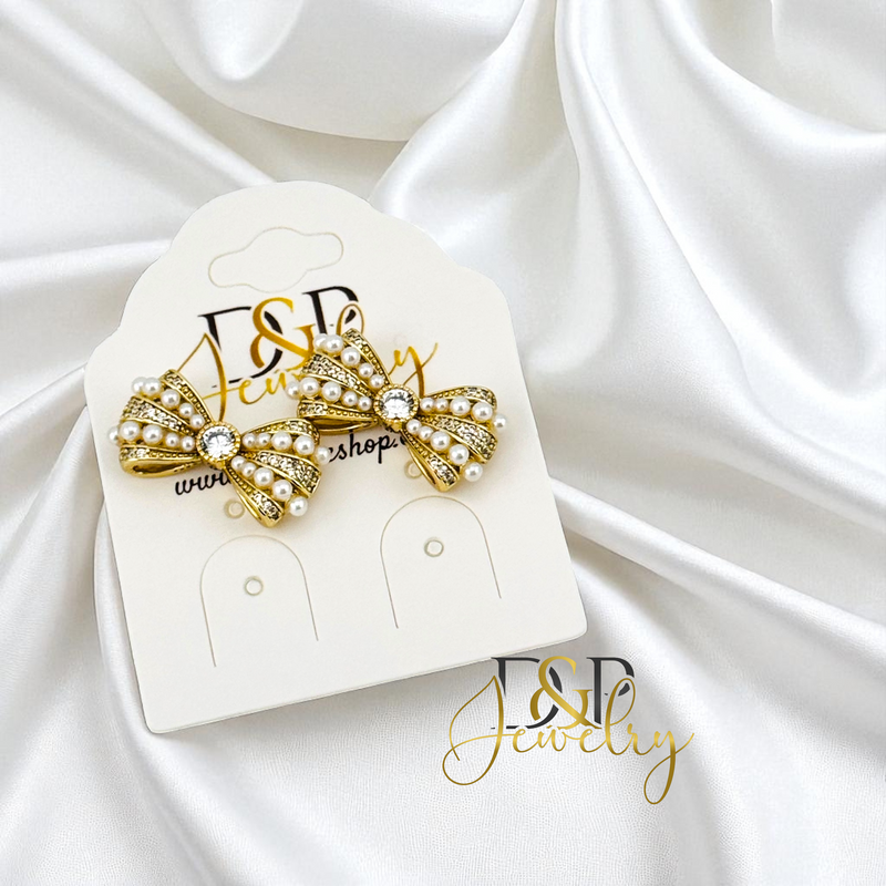 14K GOLD/CUTE BOW EARRING E1002