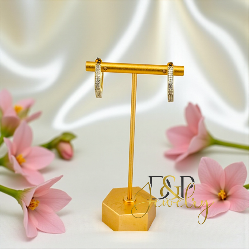 14K GOLD SQUARE MEDIUM HOOP EARRING HP734