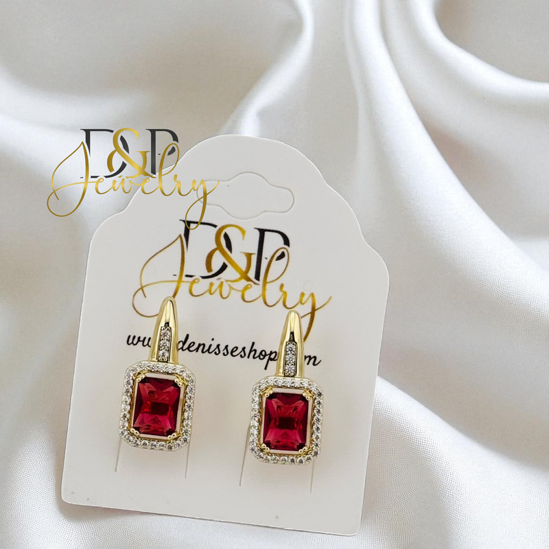 14K GOLD/STONE  3 VARIANTS  HUGGIE EARRING E1018