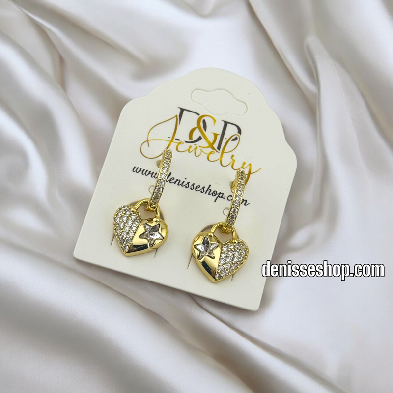 14K HOOP WITH HEART EARRINGS E788