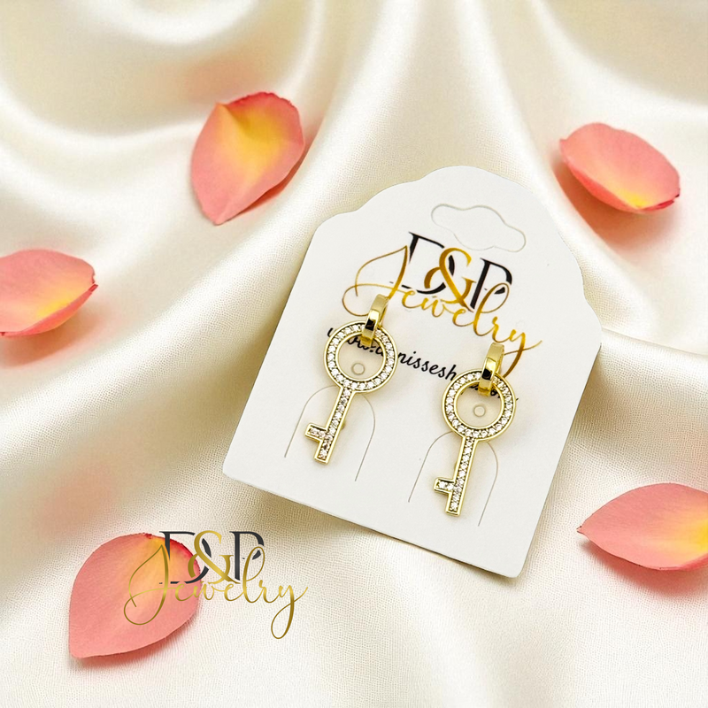 14K KEY EARRING E903