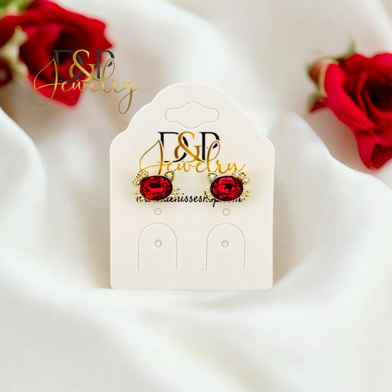 14K PINK KITTY STUD EARRING E876