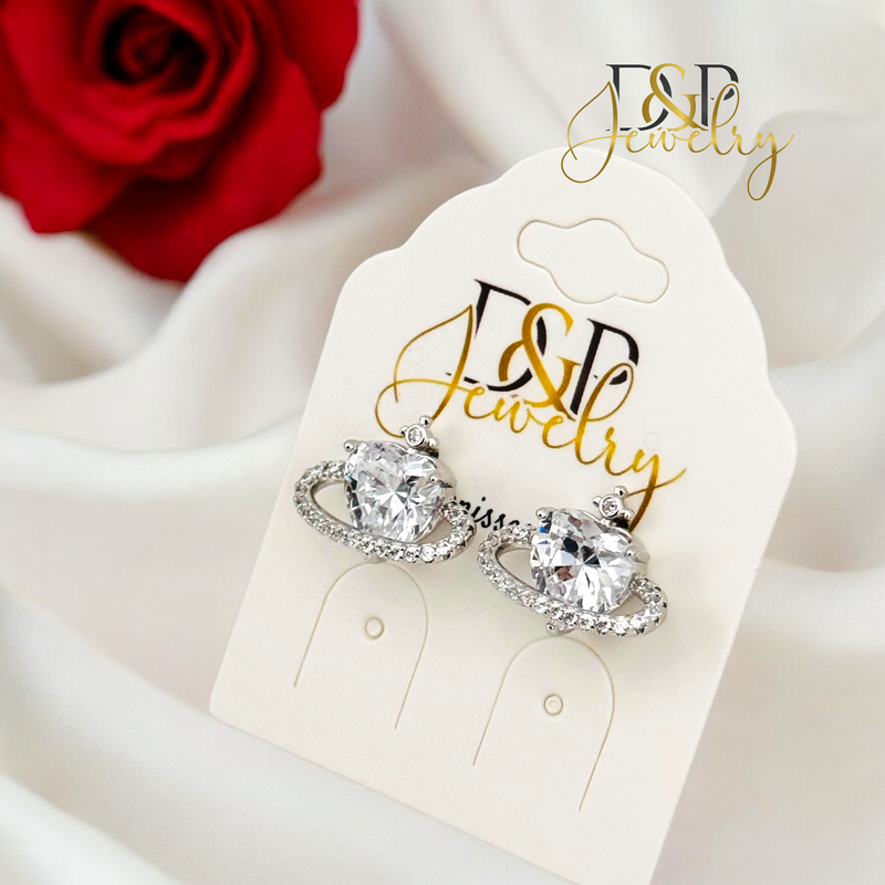 SILVER HEART EARRING E864