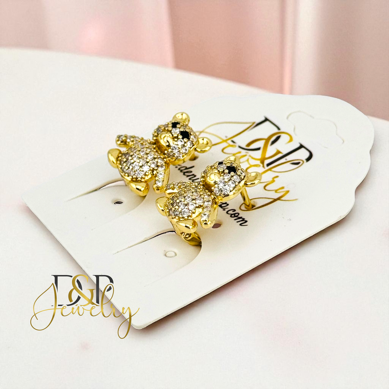 14K BEAR HUGGIE EARRING E935