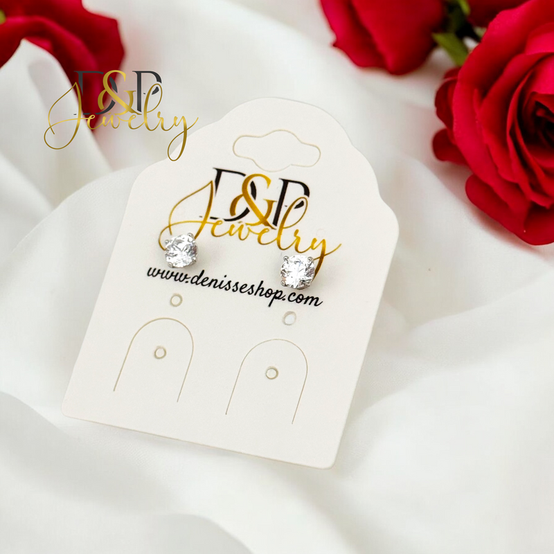SILVER SMALL WHITE STONE EARRING E878