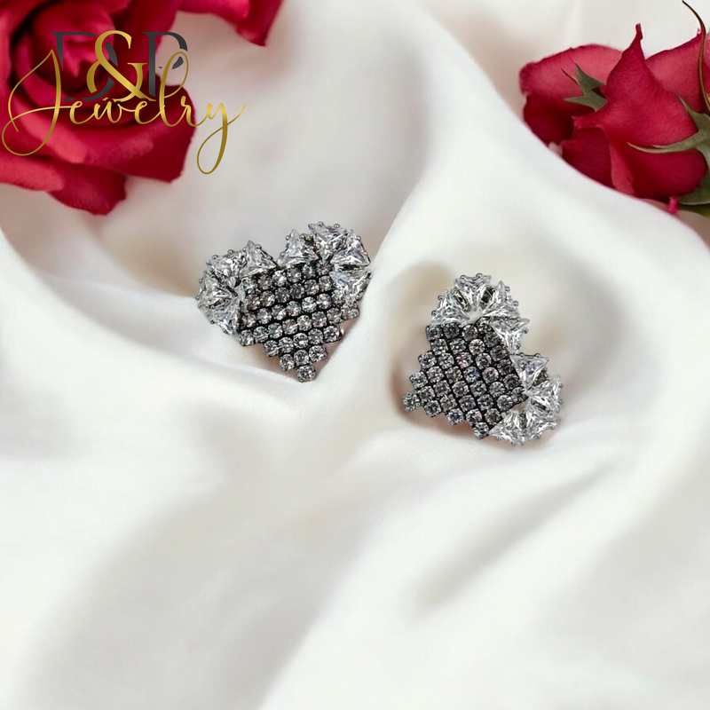 SILVER HEART EARRING E838