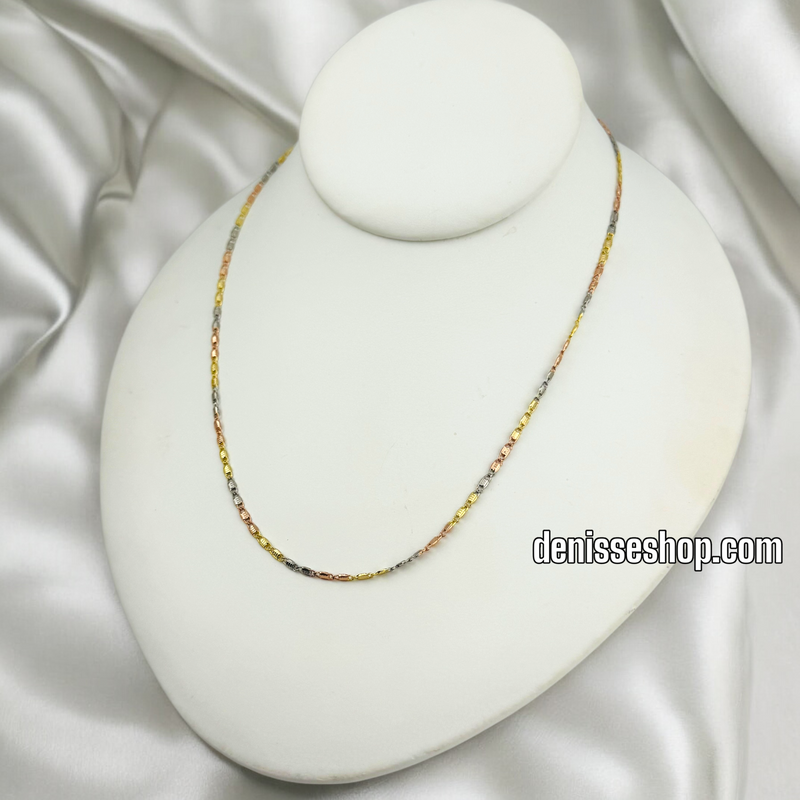 14K THREE TONE CHAIN 1 MM CH085
