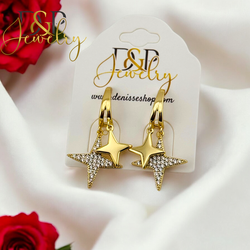 14K STARS STUD EARRING E832