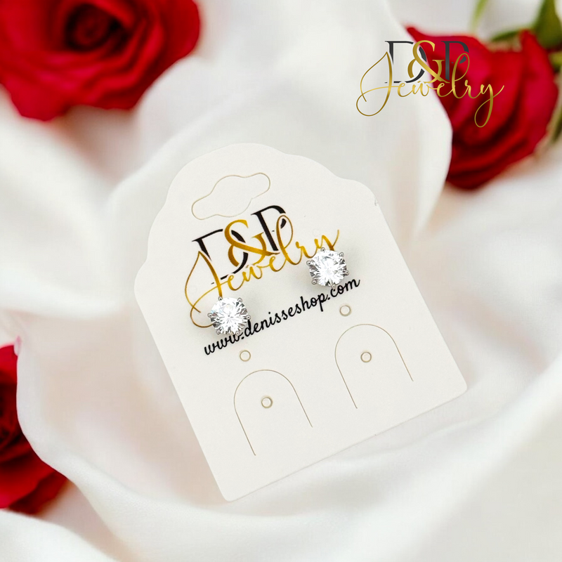 SILVER WHITE STONE EARRING E871