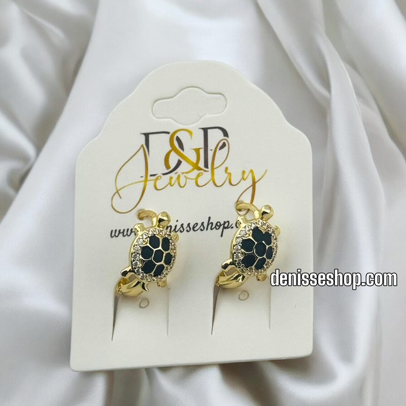 14K HOOP WITH TURTLE EARRINGS E787
