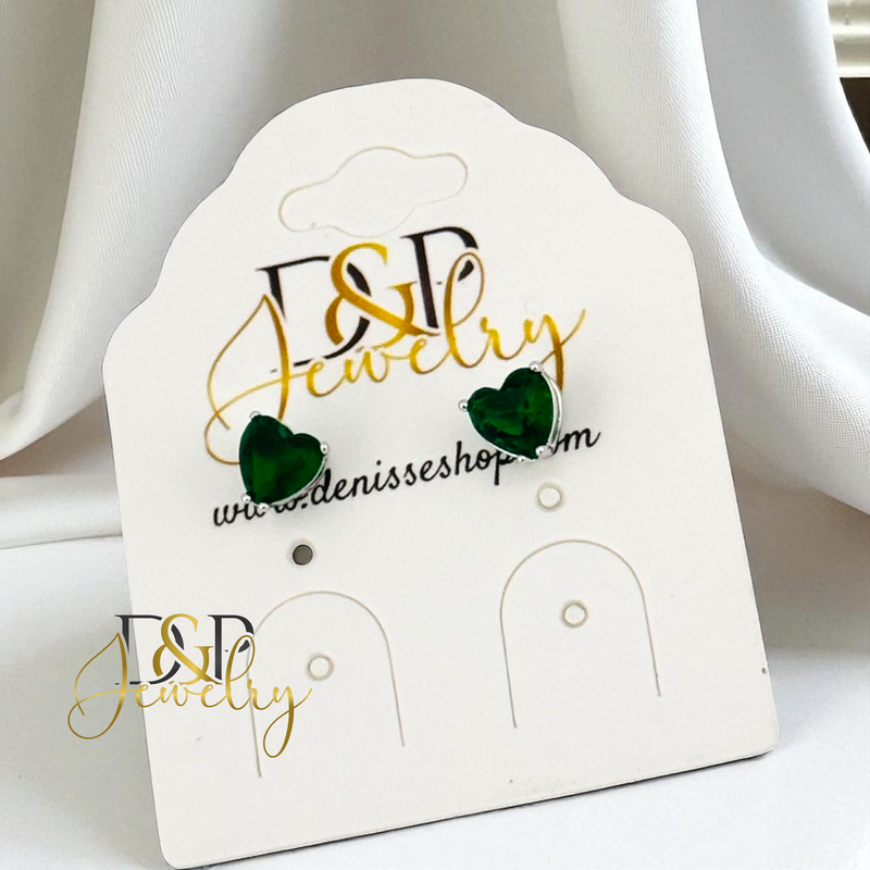 14K SILVER HEART SHAPE 6/COLOR STONE VARIANT EARRINGS E943