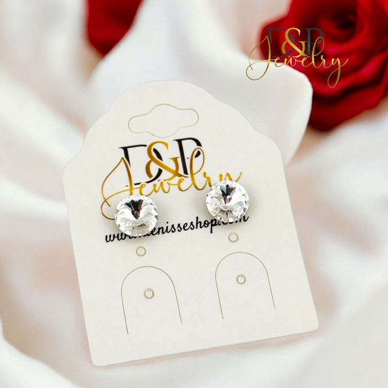 SILVER WHITE STONE EARRING E867