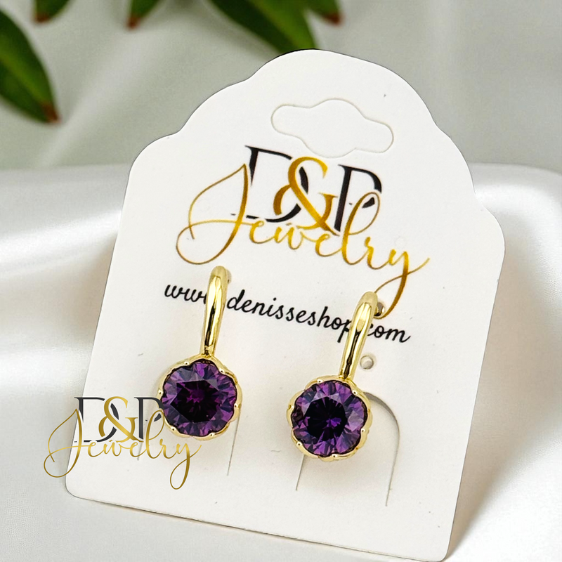 14K DROP STONE HUGGIE EARRING E940