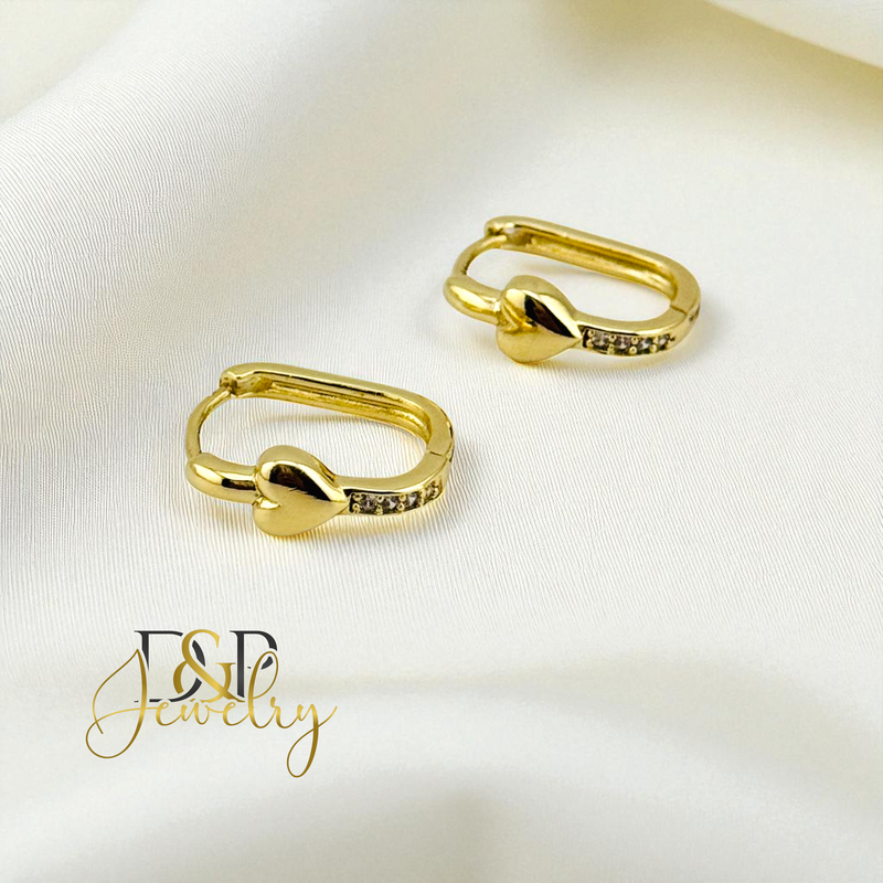 14K SMALL CUTE SQUARE HEART HUGGIE EARRING HP851