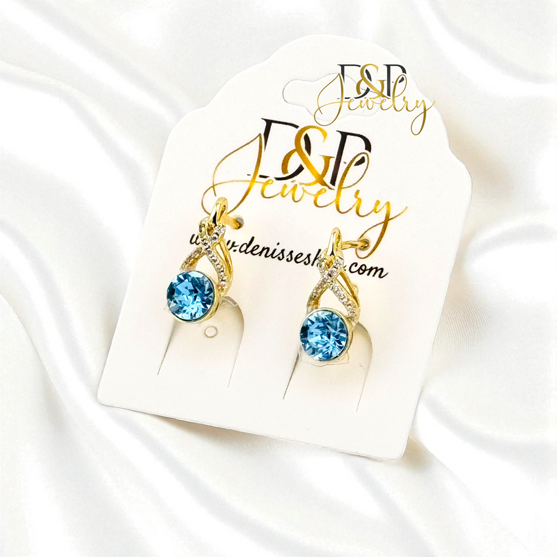 14K BLUE HUGGIE EARRING E1039