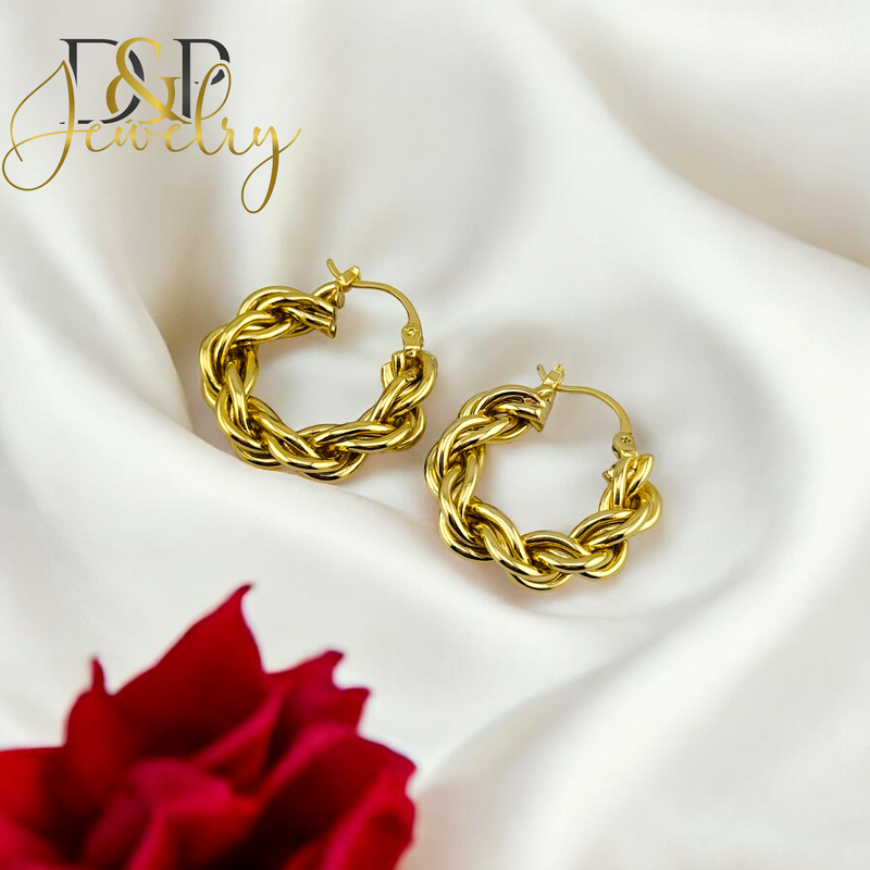 14K ROPE HOOP EARRING HP643