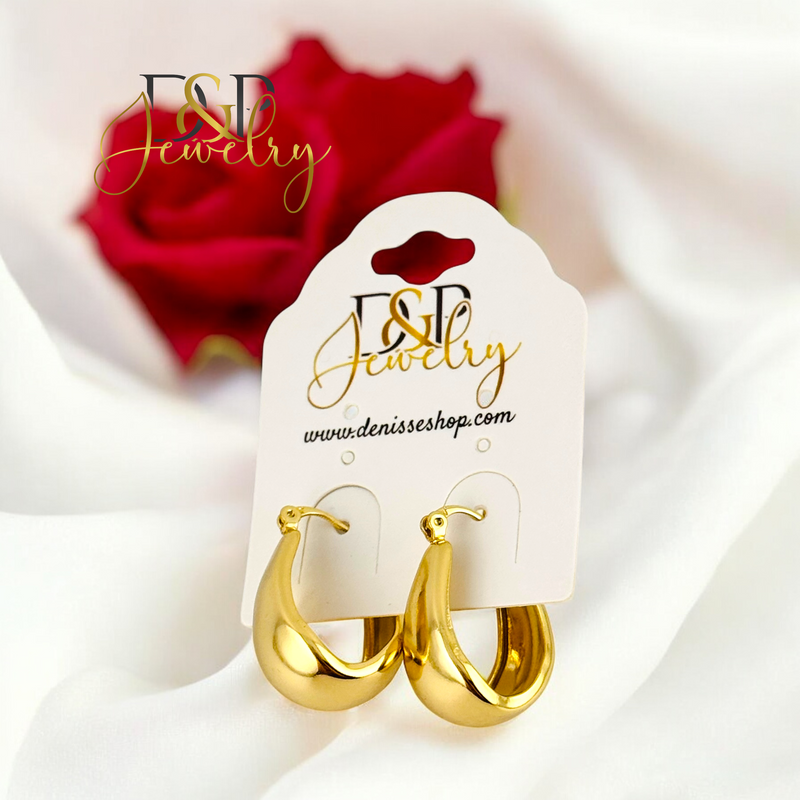 14K MEDIUM OVAL GOLD HOOP HP707