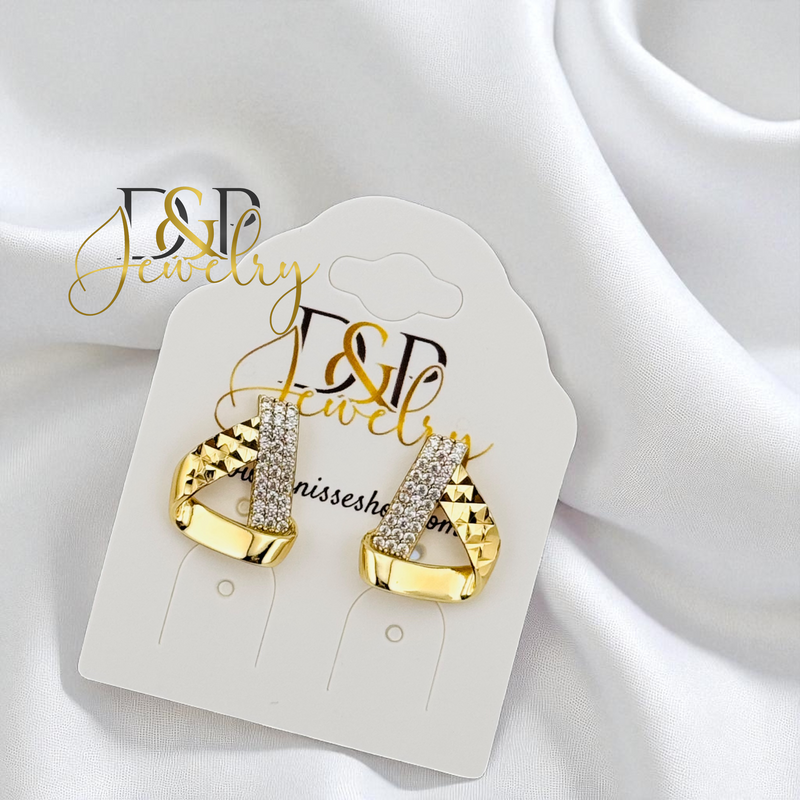 14K GOLD/RIBON STUD EARRING E1010