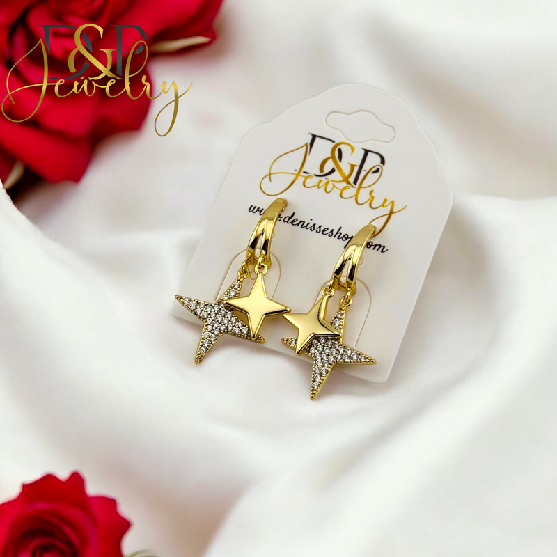 14K STARS STUD EARRING E832