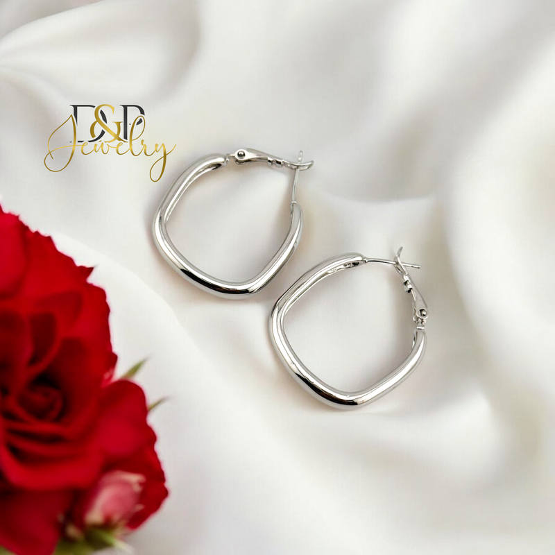 SILVER SQUARE HOOP EARRING HP668