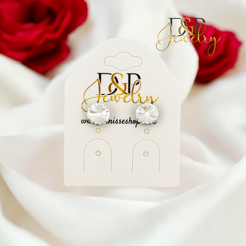 SILVER WHITE STONE EARRING E867