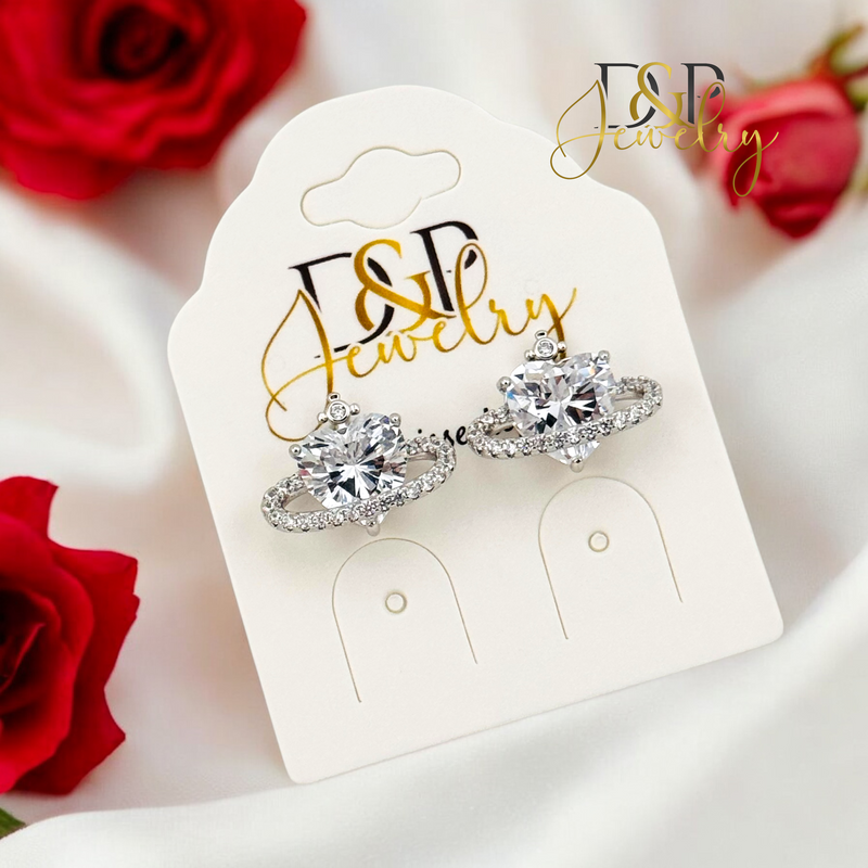 SILVER HEART EARRING E864