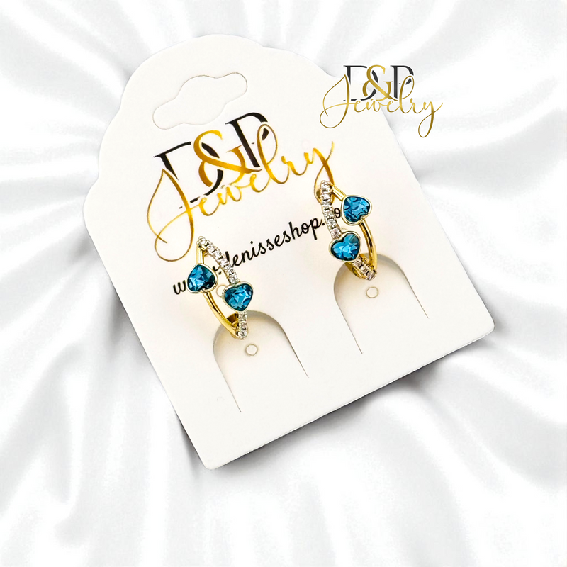 14K BLUE HUGGIE EARRING E1041