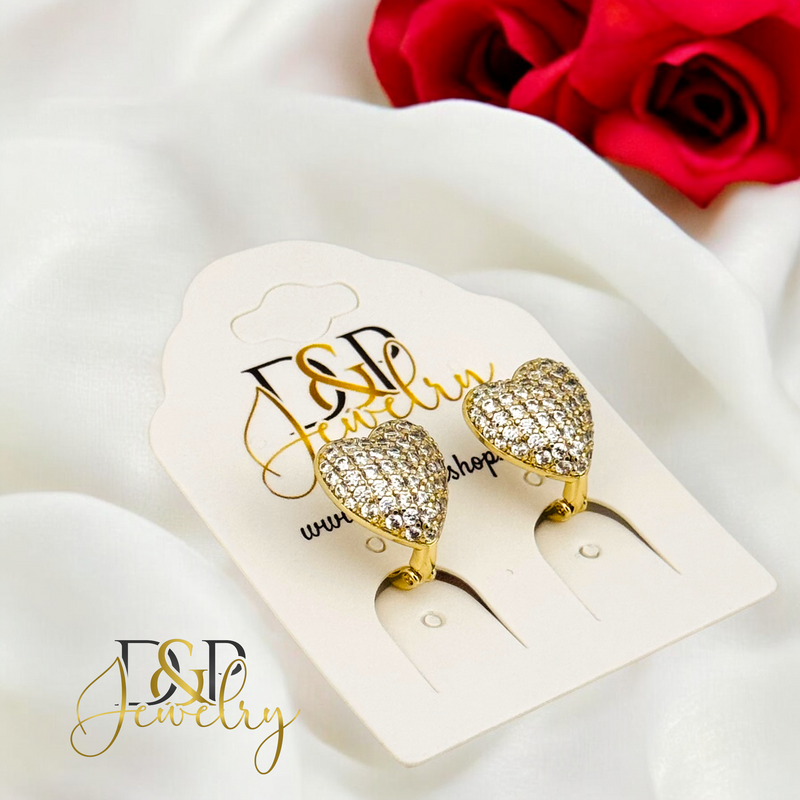 14K HEART EARRING E845