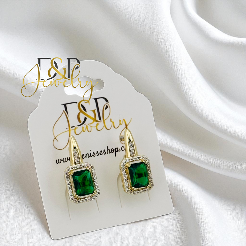 14K GOLD/STONE  3 VARIANTS  HUGGIE EARRING E1018