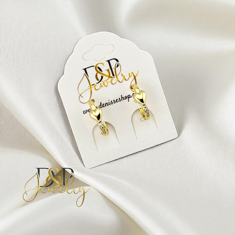 14K SMALL CUTE SQUARE HEART HUGGIE EARRING HP851