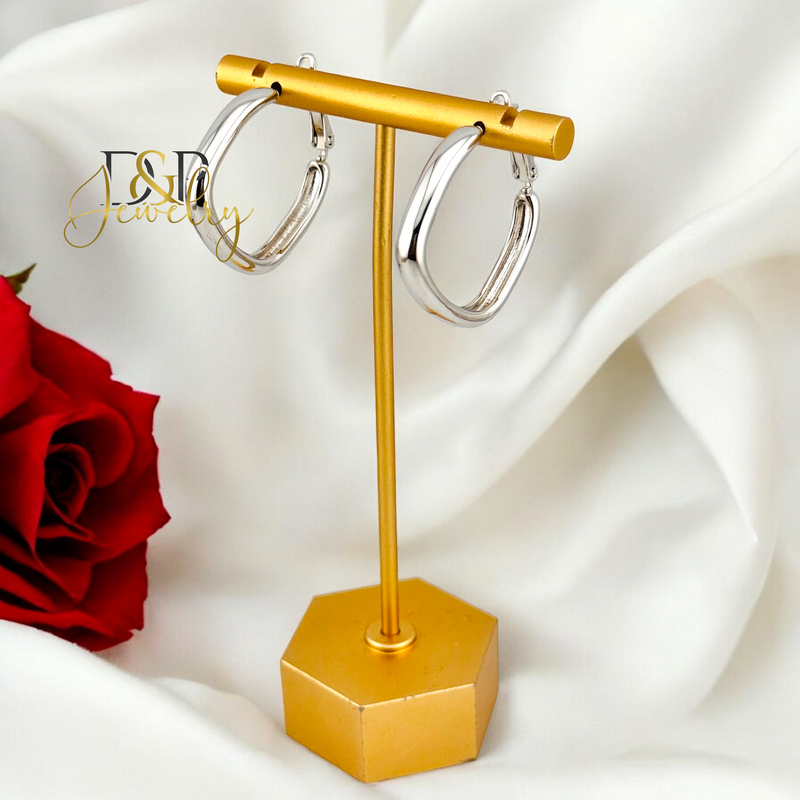 SILVER SQUARE HOOP EARRING HP668