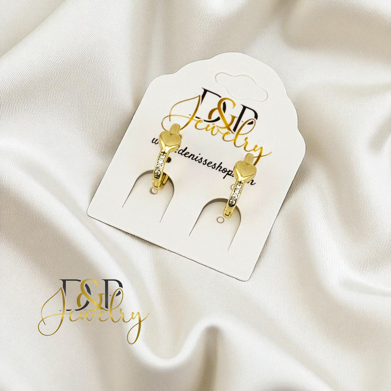 14K SMALL CUTE SQUARE HEART HUGGIE EARRING HP851