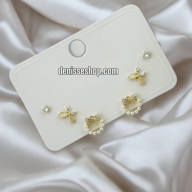 14K PEARL/BUTTERFLY THREE SET EARRING E766