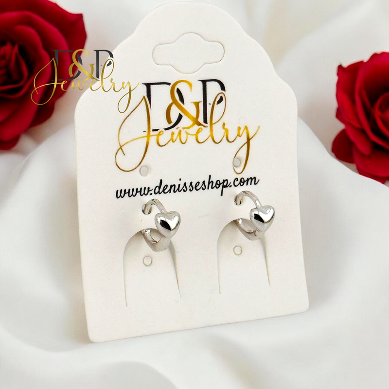 SILVER TINY HEART DESIGN HOOP EARRING HP682