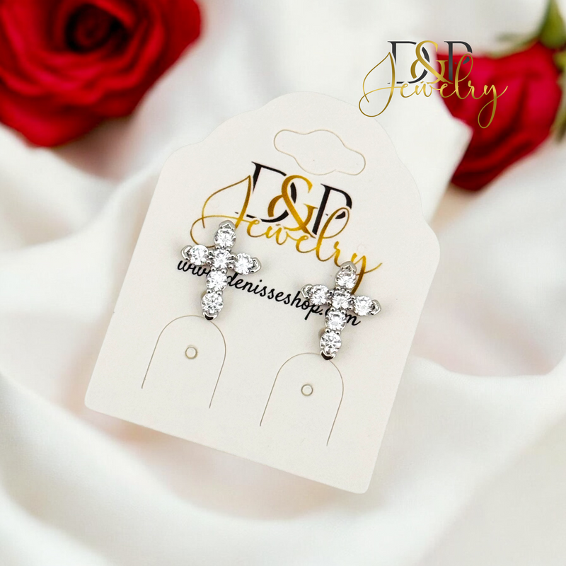 SILVER CROSS EARRING E866