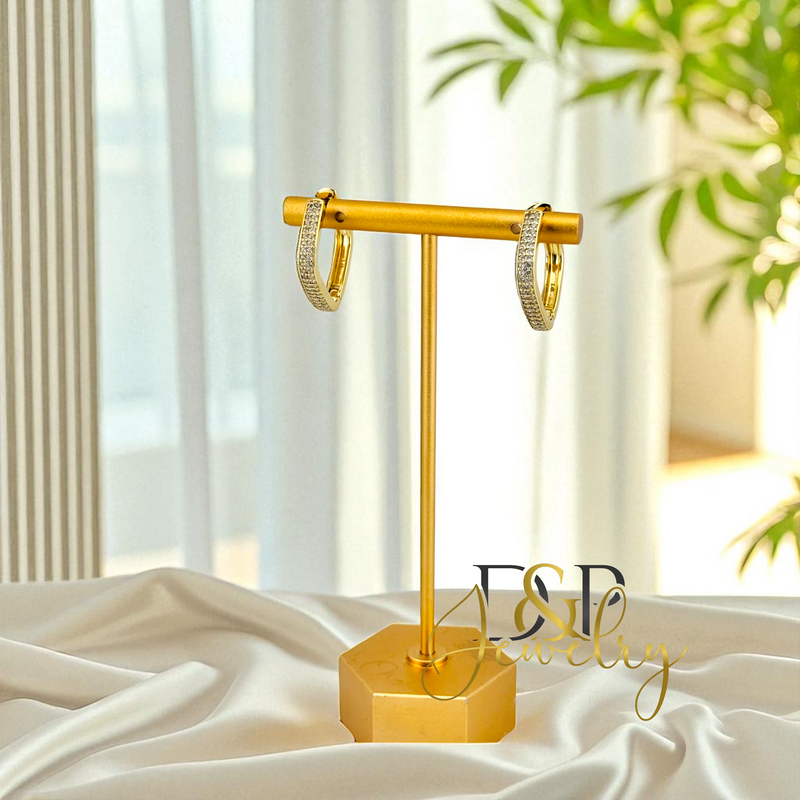 14K GOLD SQUARE MEDIUM HOOP EARRING HP734
