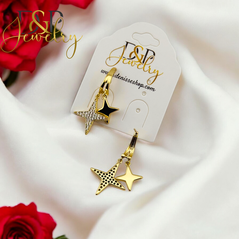 14K STARS STUD EARRING E832