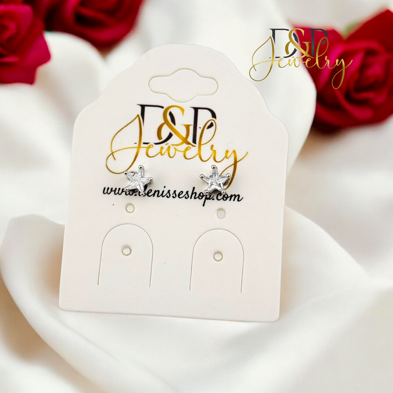 SILVER BLACK / WHITE STAR  EARRING E865