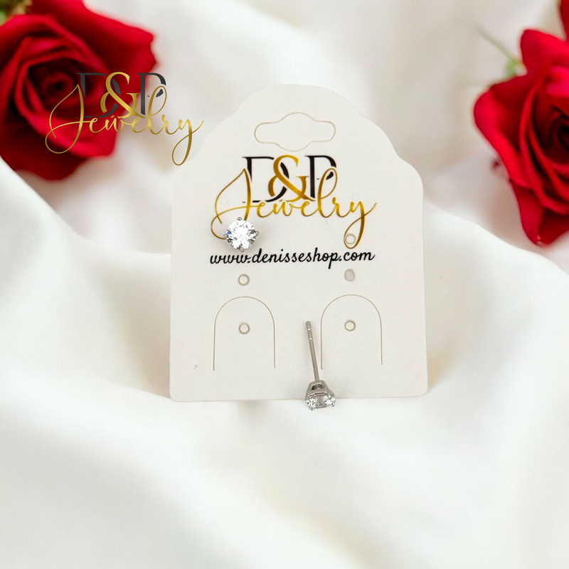 SILVER SMALL WHITE STONE EARRING E878