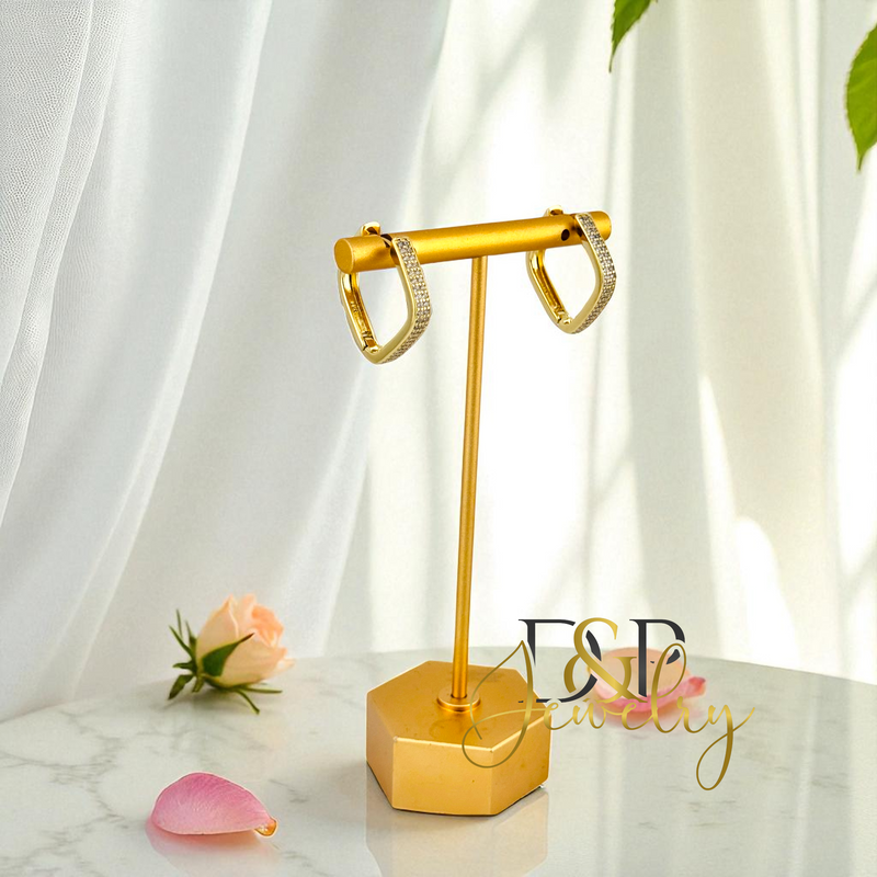14K GOLD SQUARE MEDIUM HOOP EARRING HP734