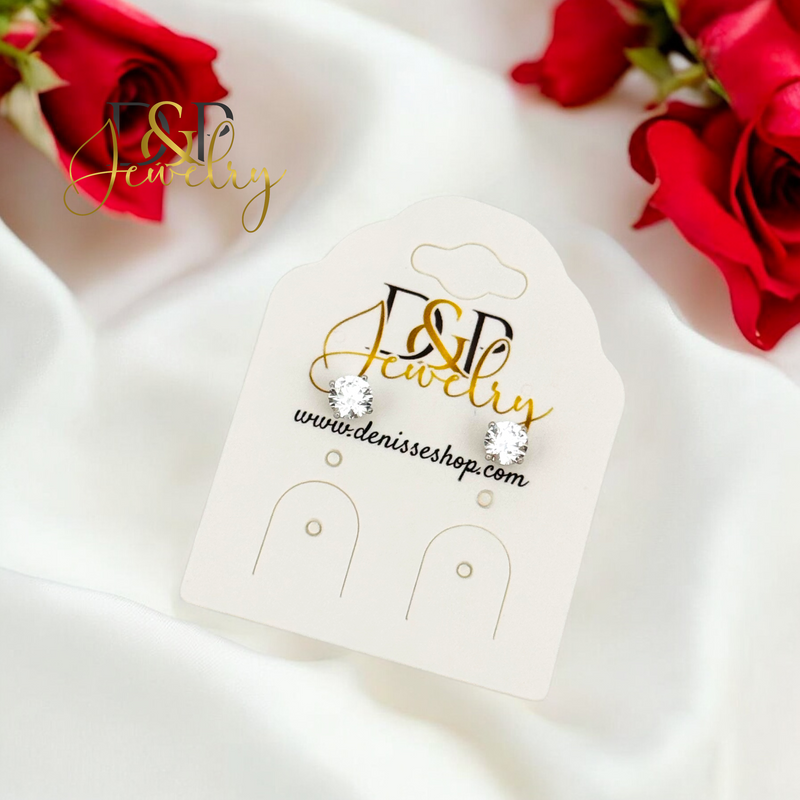SILVER SMALL WHITE STONE EARRING E878