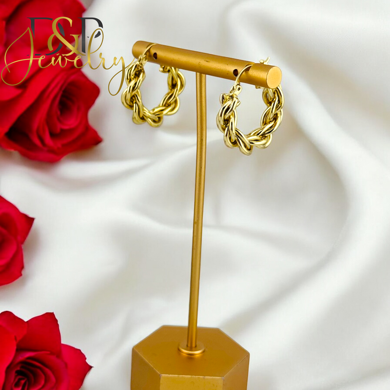 14K ROPE HOOP EARRING HP643