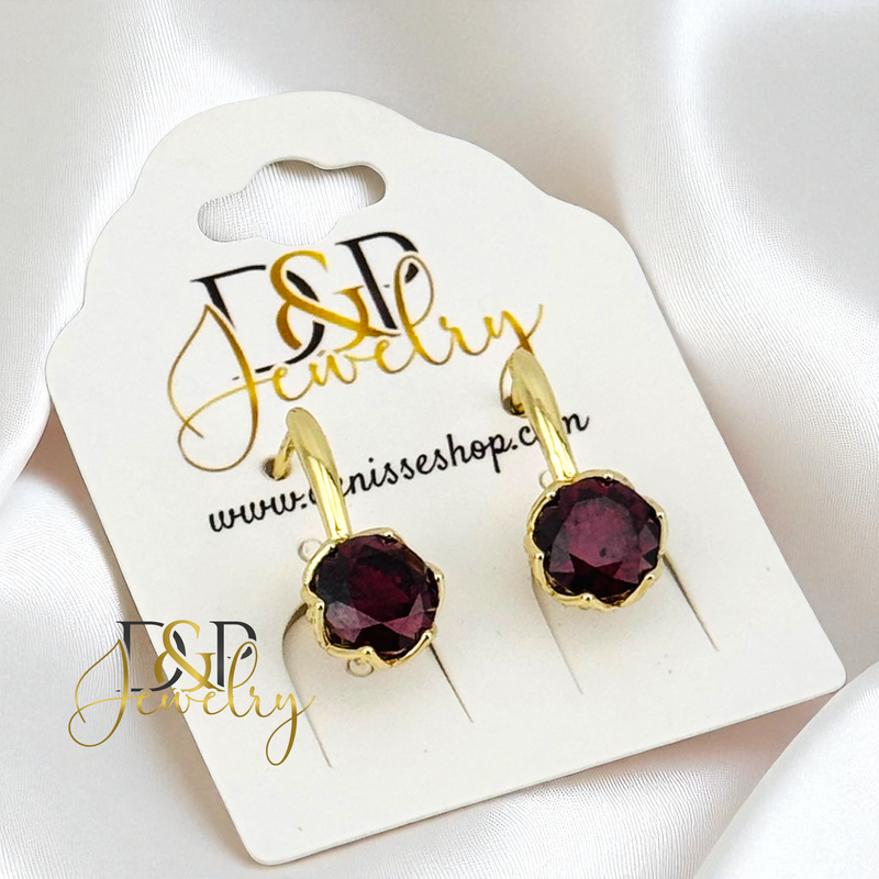 14K DROP STONE HUGGIE EARRING E940