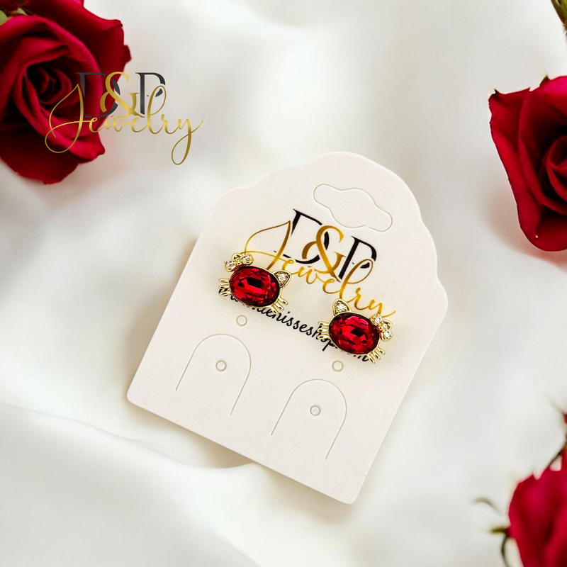 14K PINK KITTY STUD EARRING E876