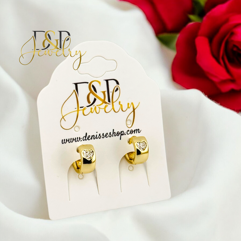 14K HEART SMALL HOOP EARRING HP687
