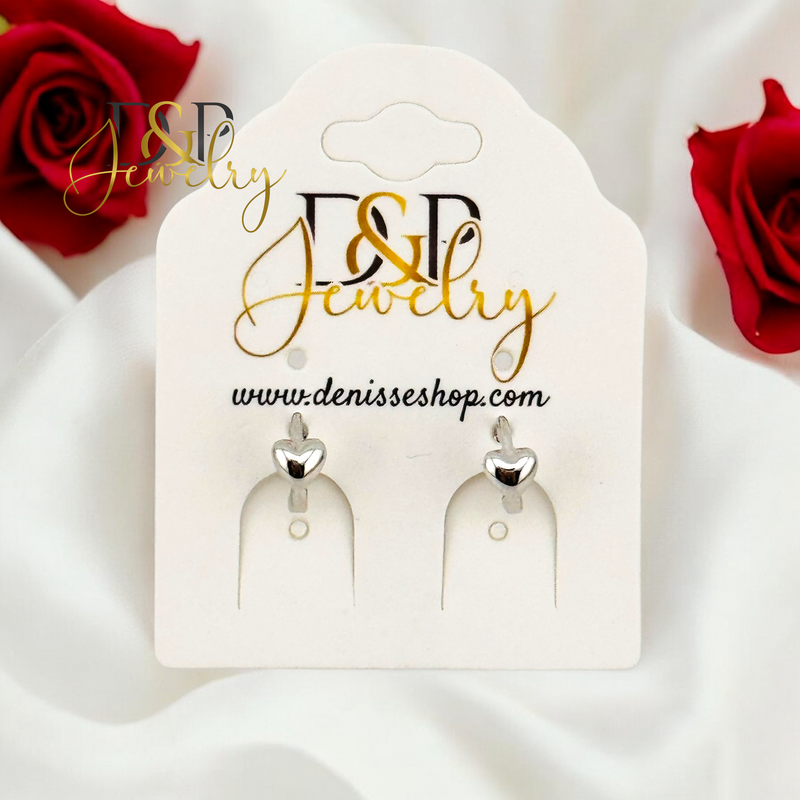 SILVER TINY HEART DESIGN HOOP EARRING HP682